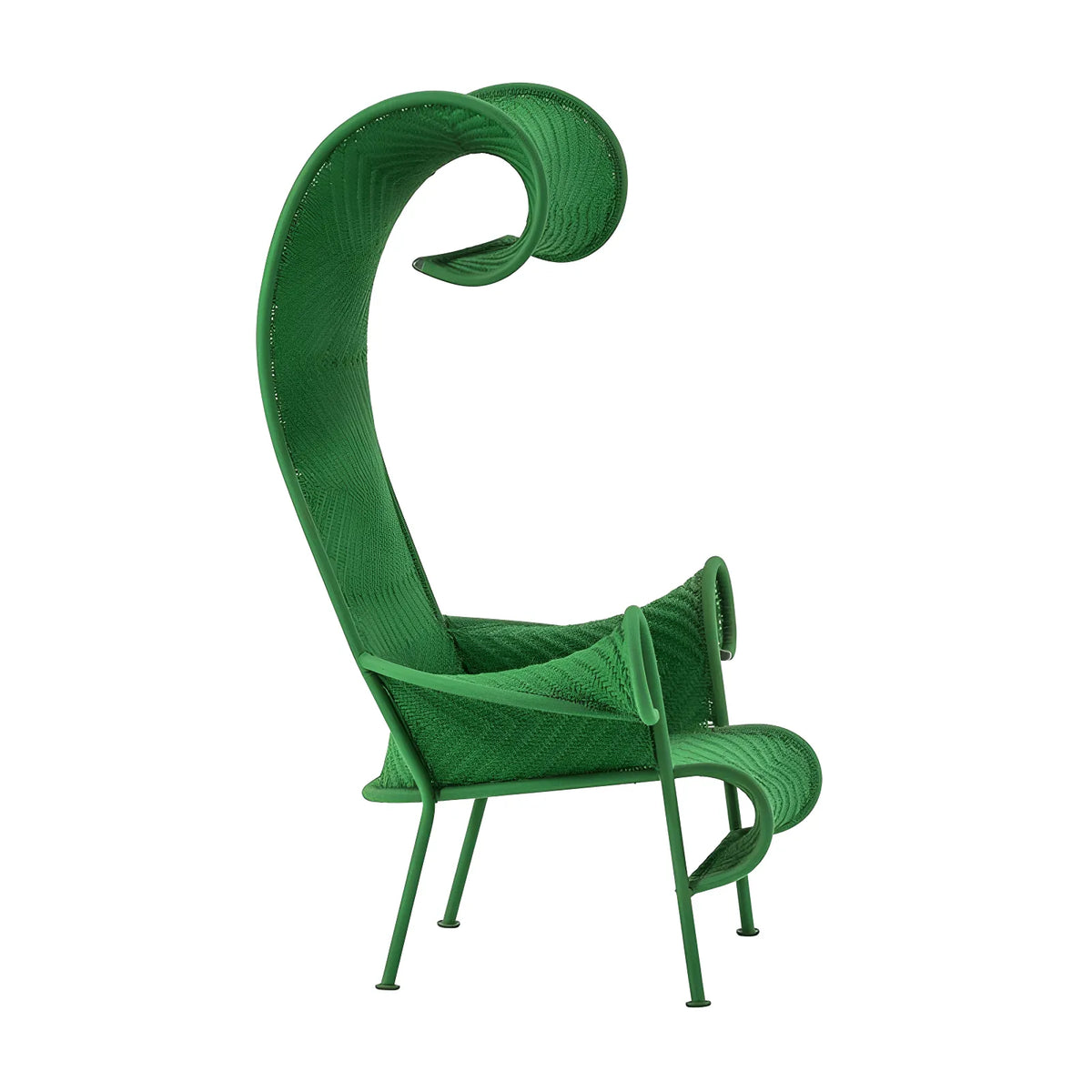 Outdoor Sculptural Woven Lounge Seating and Tables Series, Dramatic High-Back Patio Set