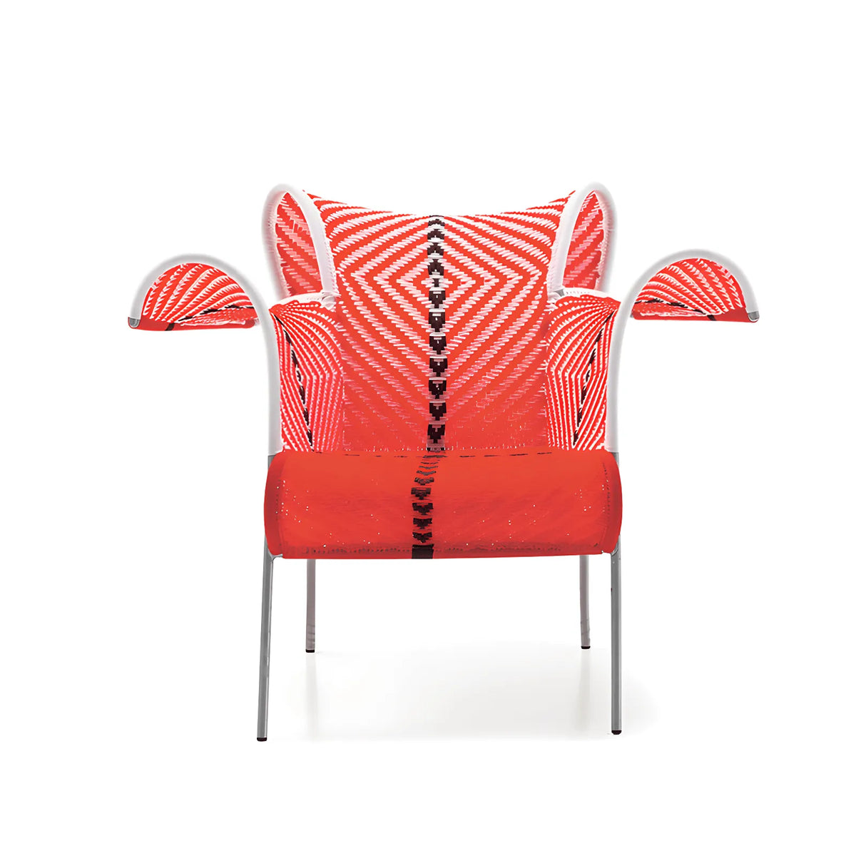 Outdoor Sculptural Woven Lounge Seating and Tables Series, Dramatic High-Back Patio Set