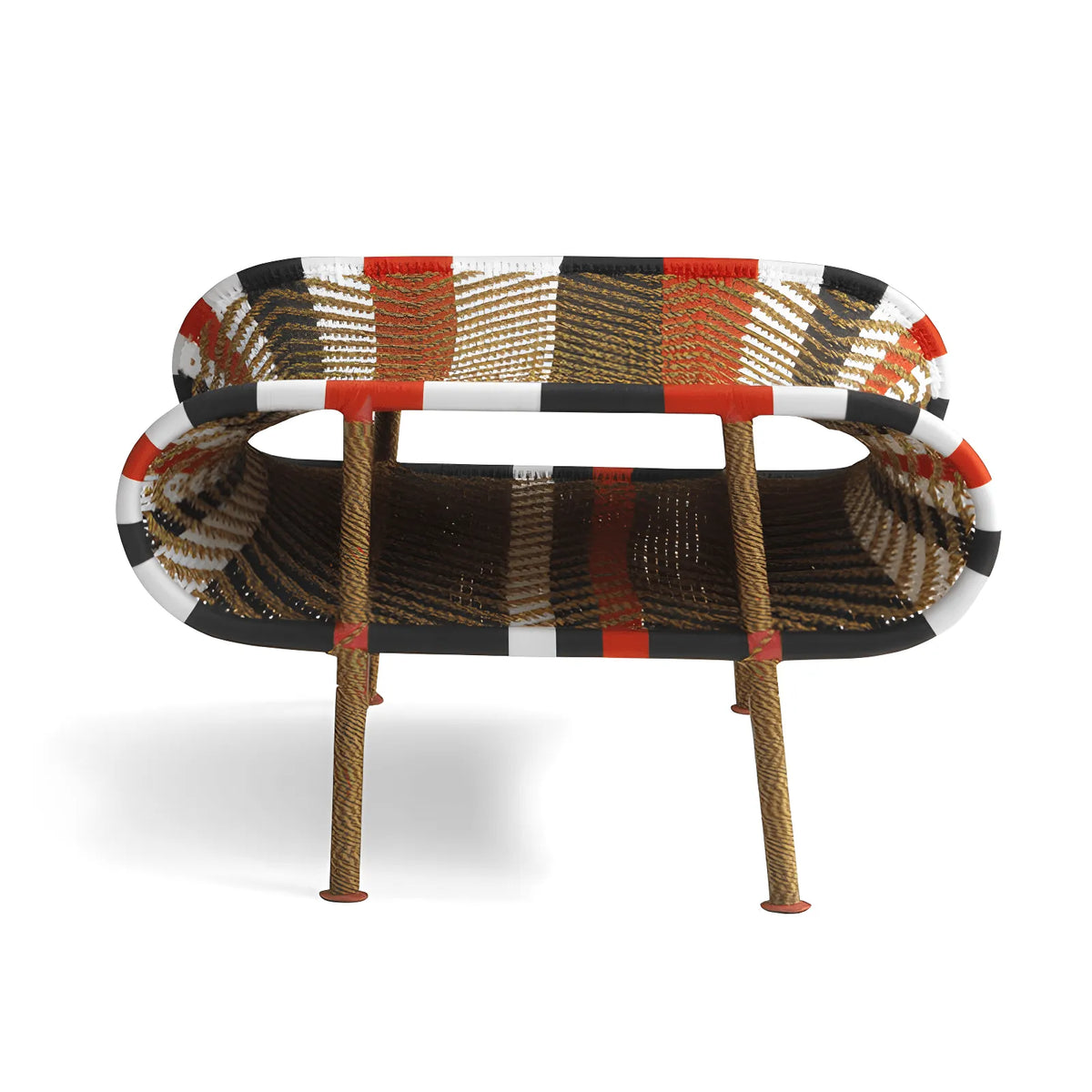 Outdoor Sculptural Woven Lounge Seating and Tables Series, Dramatic High-Back Patio Set