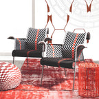 Outdoor Sculptural Woven Lounge Seating and Tables Series, Dramatic High-Back Patio Set