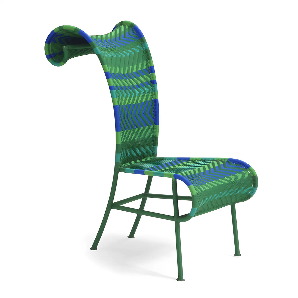 Outdoor Sculptural Woven Lounge Seating and Tables Series, Dramatic High-Back Patio Set