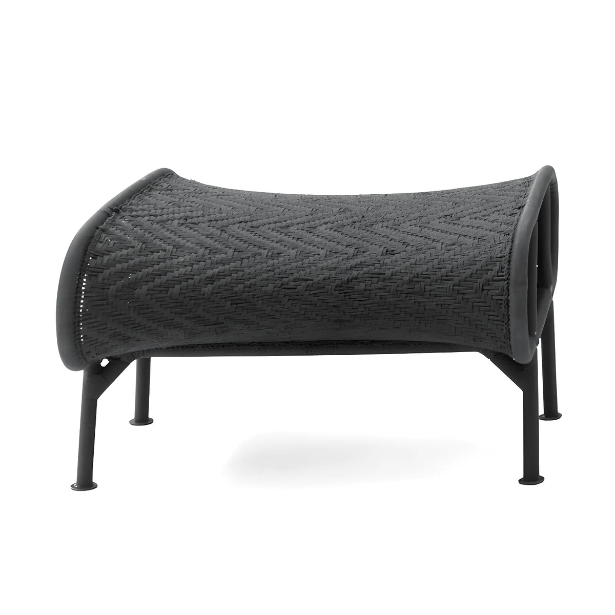 Outdoor Sculptural Woven Lounge Seating and Tables Series, Dramatic High-Back Patio Set