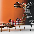 Outdoor Sculptural Woven Lounge Seating and Tables Series, Dramatic High-Back Patio Set