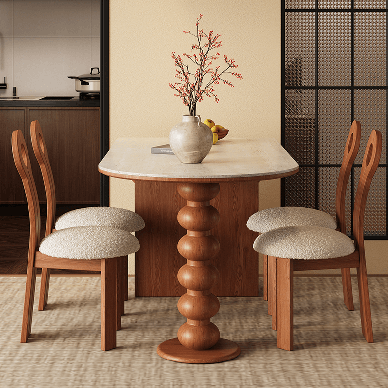 Oval Foldable Sintered Stone Dining Table With Storage