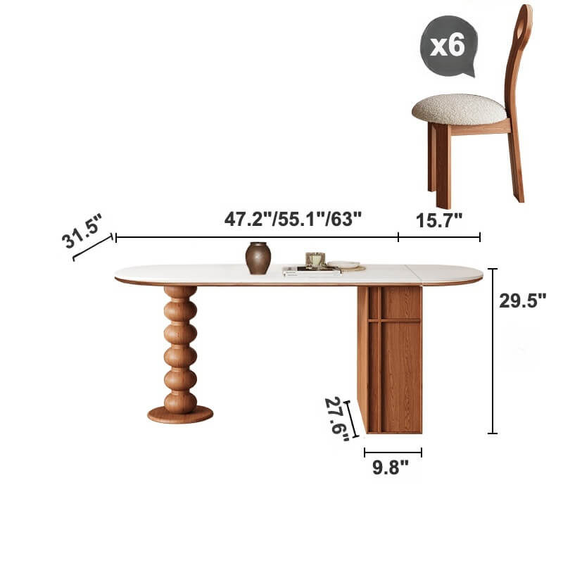 Oval Foldable Sintered Stone Dining Table With Storage