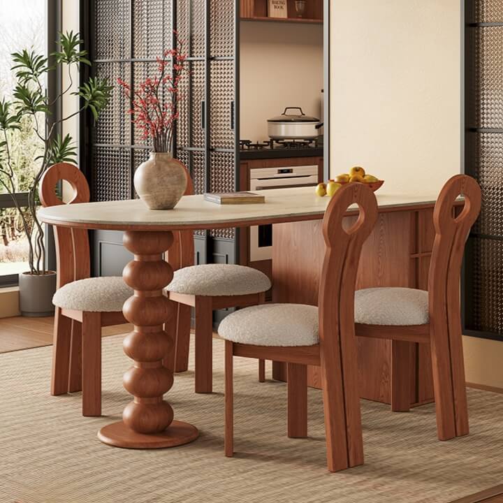 Oval Foldable Sintered Stone Dining Table With Storage