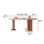 Oval Foldable Sintered Stone Dining Table With Storage