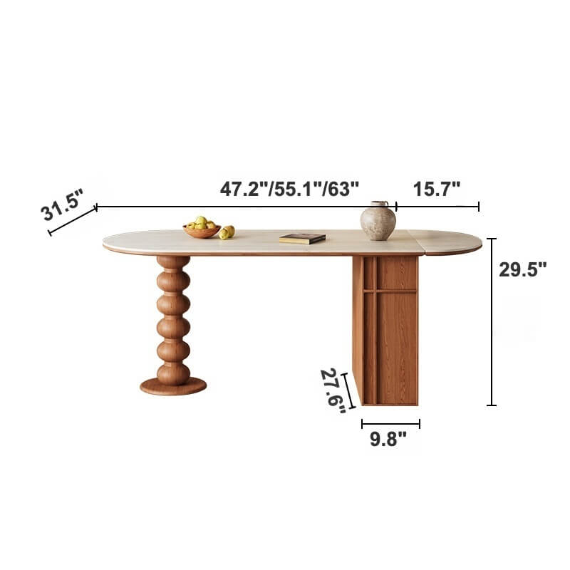 Oval Foldable Sintered Stone Dining Table With Storage