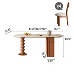Oval Foldable Sintered Stone Dining Table With Storage