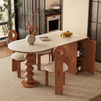 Oval Foldable Sintered Stone Dining Table With Storage