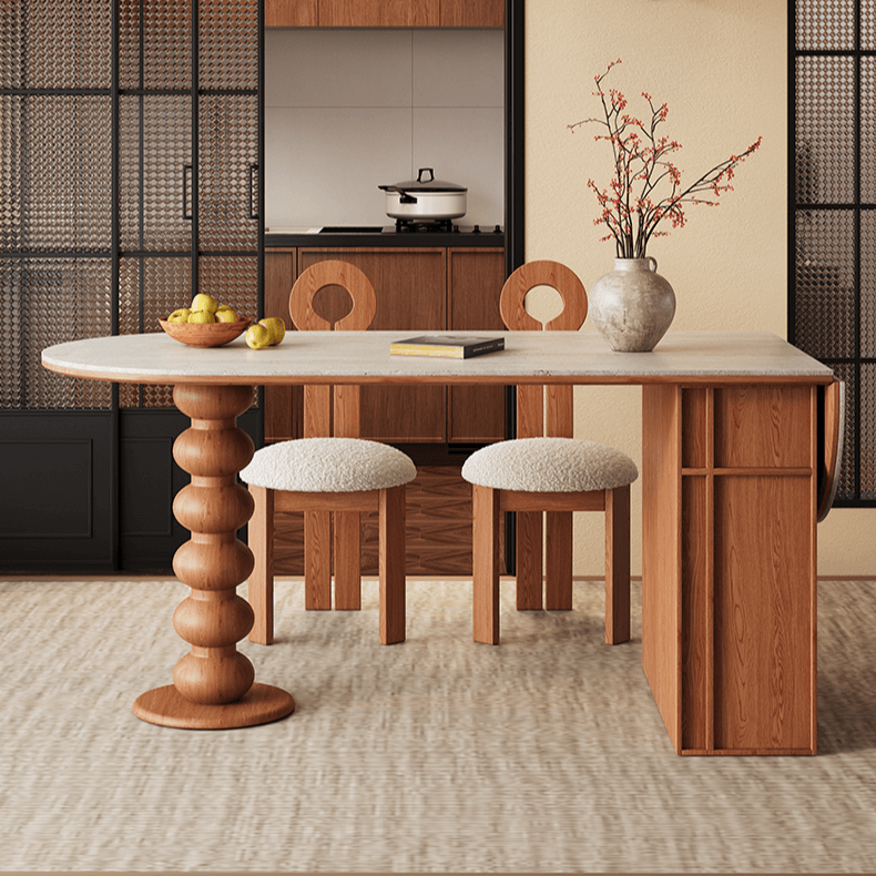 Oval Foldable Sintered Stone Dining Table With Storage Main Product Image