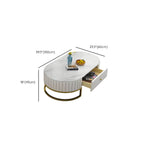 Oval Stone Top Coffee Table with Gold Metal Base and Drawer Dimensions