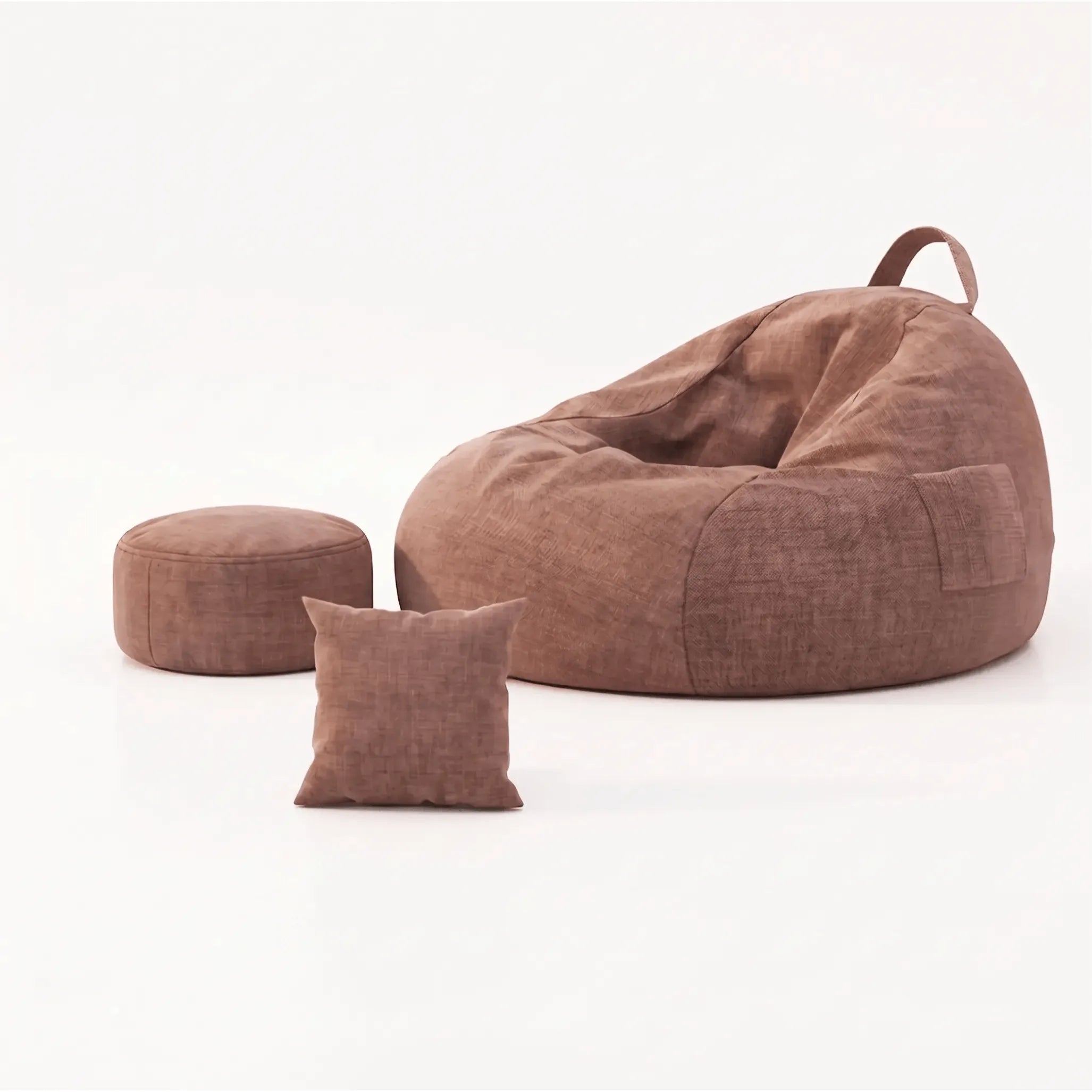 Oversized Bean Bag Sofa With Visible Fill Design and Washable Ottoman
