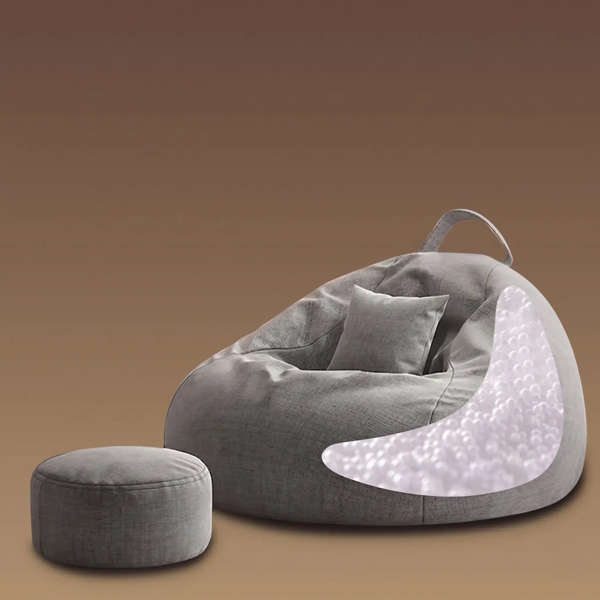 Oversized Bean Bag Sofa With Visible Fill Design and Washable Ottoman Secondary image