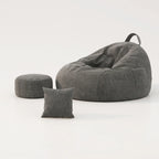 Oversized Bean Bag Sofa With Visible Fill Design and Washable Ottoman