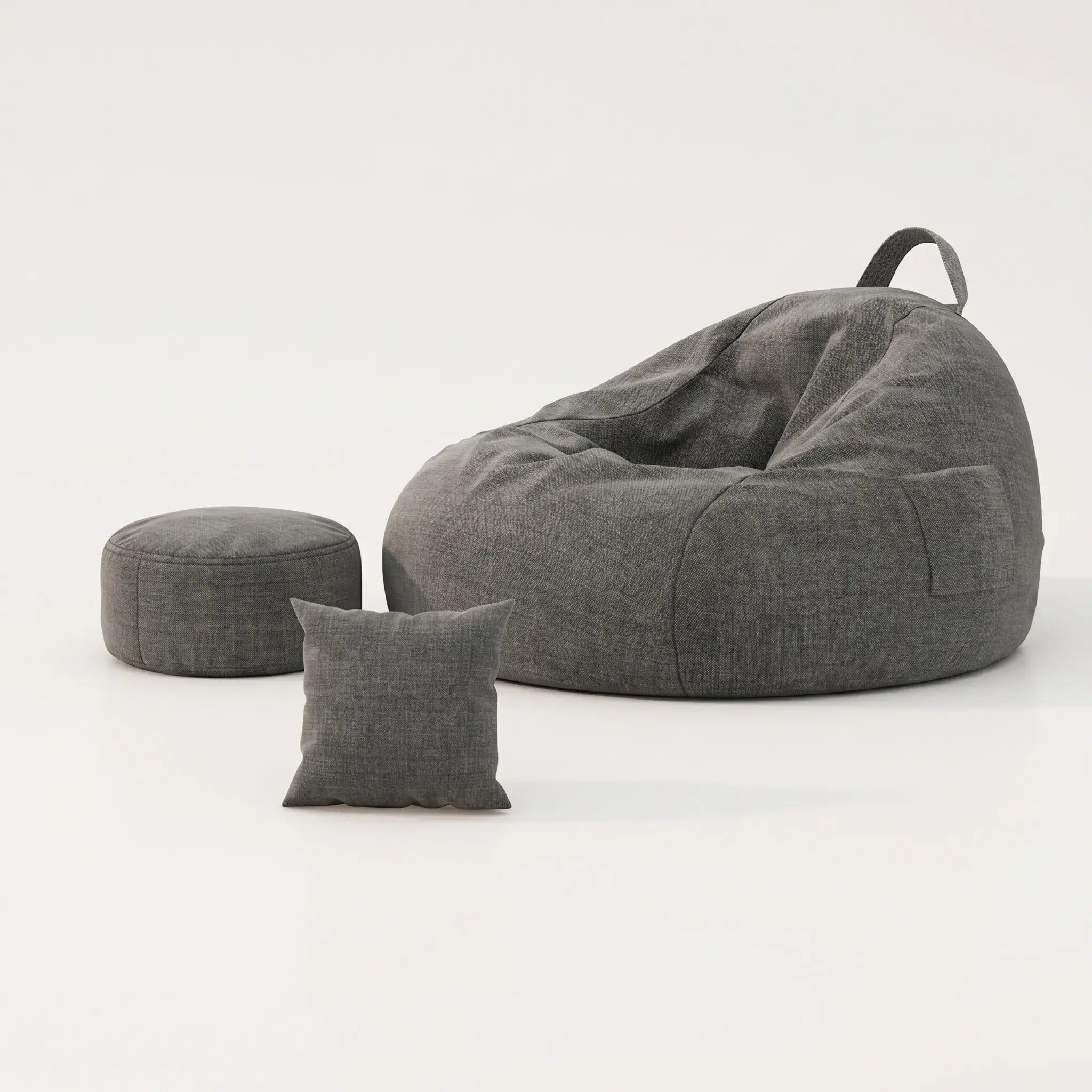 Oversized Bean Bag Sofa With Visible Fill Design and Washable Ottoman