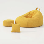 Oversized Bean Bag Sofa With Visible Fill Design and Washable Ottoman