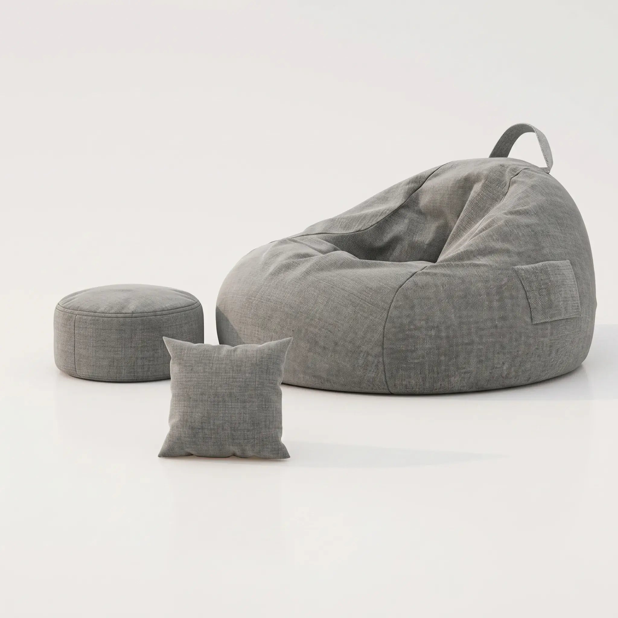 Oversized Bean Bag Sofa With Visible Fill Design and Washable Ottoman