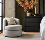 Oversized Circle Swivel Cuddle Chair in Textured Linen-Blend Fabric
