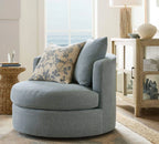 Oversized Circle Swivel Cuddle Chair in Textured Linen-Blend Fabric