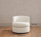 Oversized Circle Swivel Cuddle Chair in Textured Linen-Blend Fabric Dimensions