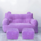 Oversized Corduroy Bean Bag Chair & Ottoman Set with Removable Cover