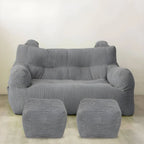 Oversized Corduroy Bean Bag Chair & Ottoman Set with Removable Cover