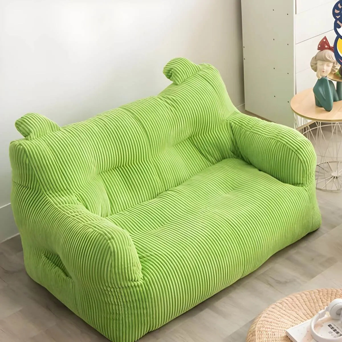 Oversized Corduroy Bean Bag Chair & Ottoman Set with Removable Cover