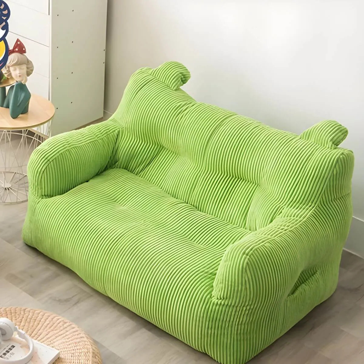 Oversized Corduroy Bean Bag Chair & Ottoman Set with Removable Cover Secondary image