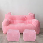 Oversized Corduroy Bean Bag Chair & Ottoman Set with Removable Cover