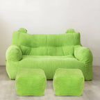 Oversized Corduroy Bean Bag Chair & Ottoman Set with Removable Cover
