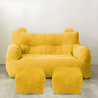 Oversized Corduroy Bean Bag Chair & Ottoman Set with Removable Cover