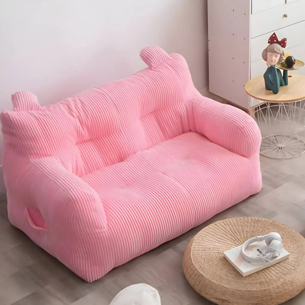 Oversized Corduroy Bean Bag Chair & Ottoman Set with Removable Cover Main Product Image Main image