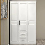 Paneled Bedroom Wardrobe Armoire With Drawers and Soft-Close Doors