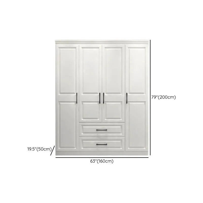 Paneled Bedroom Wardrobe Armoire With Drawers and Soft-Close Doors Dimensions