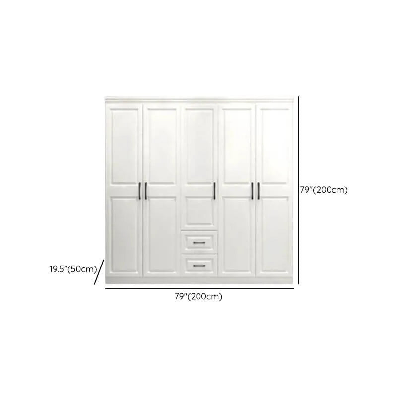 Paneled Bedroom Wardrobe Armoire With Drawers and Soft-Close Doors Dimensions