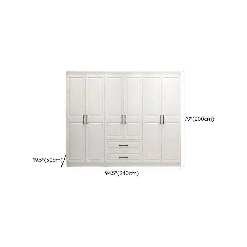 Paneled Bedroom Wardrobe Armoire With Drawers and Soft-Close Doors Dimensions