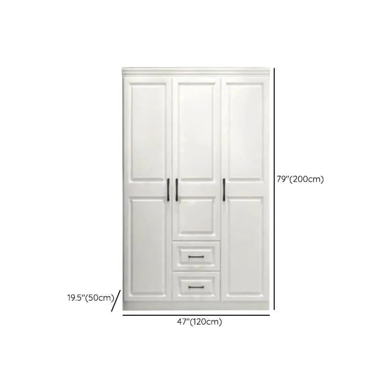 Paneled Bedroom Wardrobe Armoire With Drawers and Soft-Close Doors Dimensions
