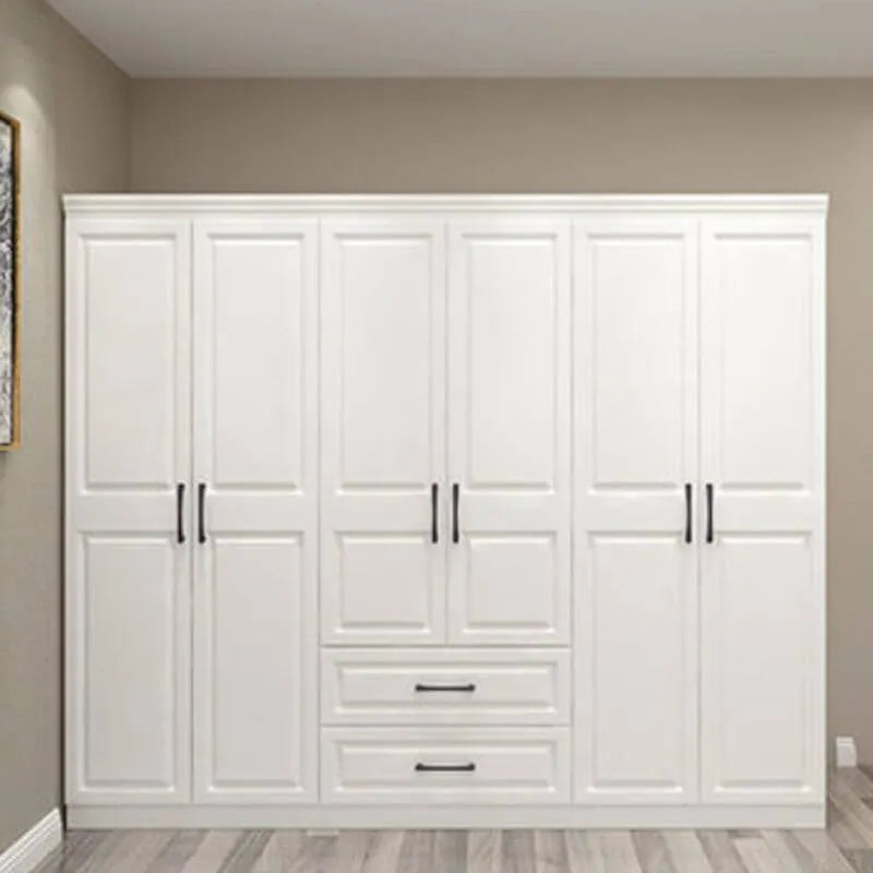 Paneled Bedroom Wardrobe Armoire With Drawers and Soft-Close Doors Main Product Image
