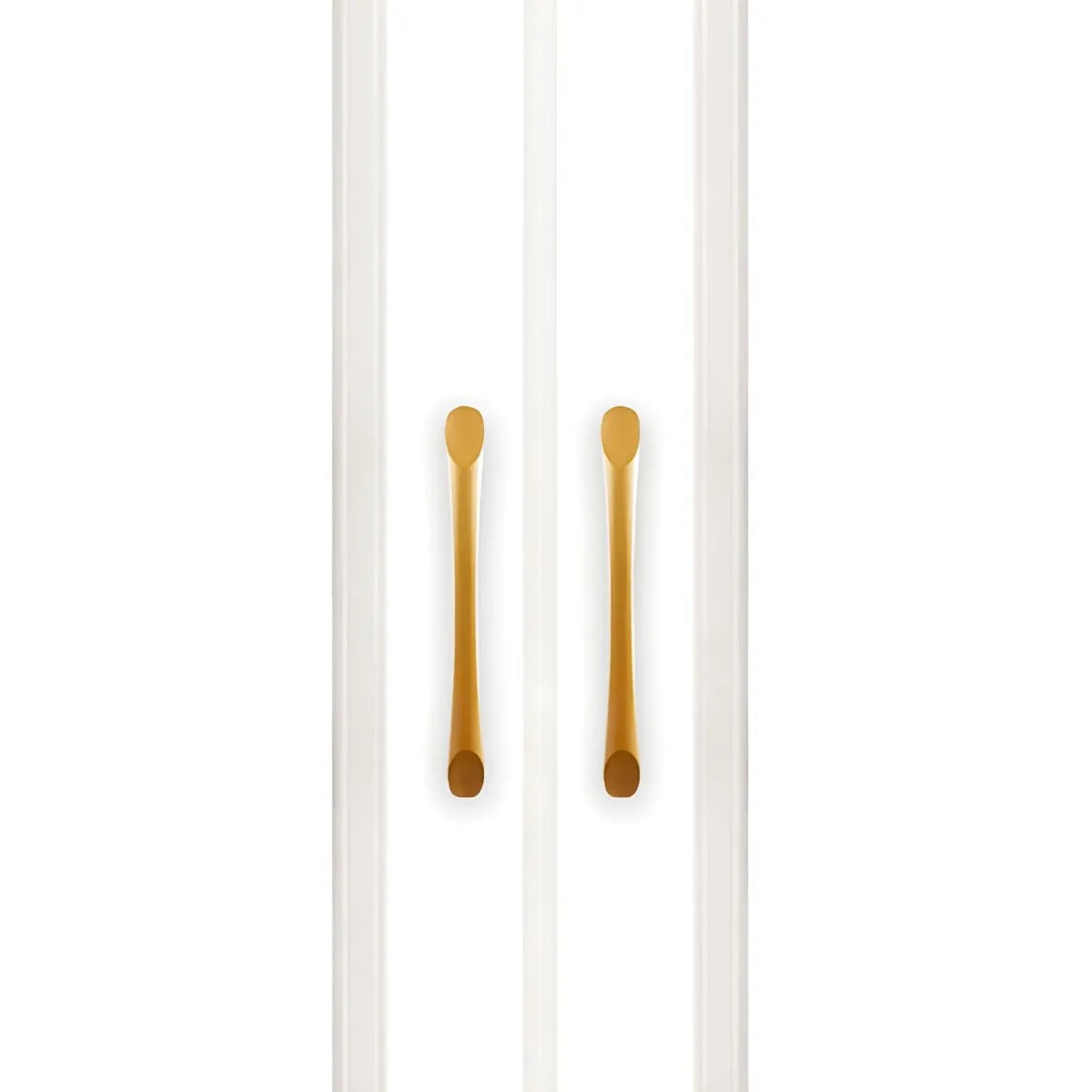 Paneled White Wardrobe Armoire With Gold Legs And Soft-Close