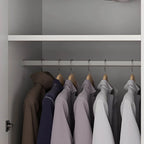 Paneled White Wardrobe Armoire With Gold Legs And Soft-Close