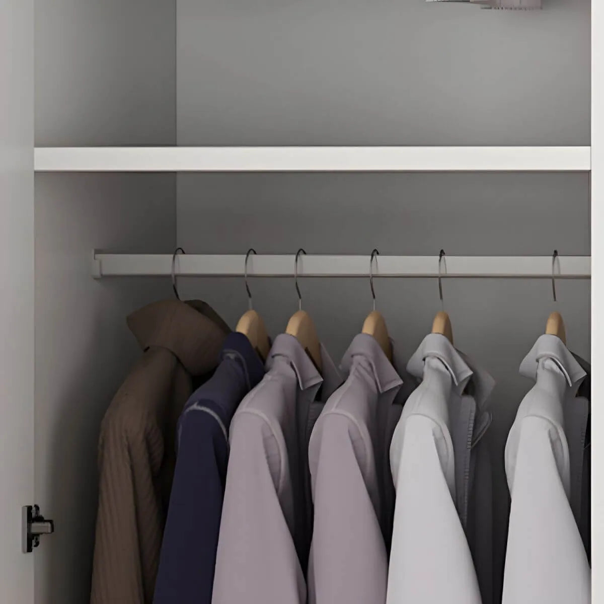 Paneled White Wardrobe Armoire With Gold Legs And Soft-Close