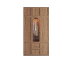 Paneled Wood Wardrobe Wall Armoire With Fluted Glass Storage