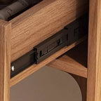Paneled Wood Wardrobe Wall Armoire With Fluted Glass Storage