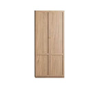 Paneled Wood Wardrobe Wall Armoire With Fluted Glass Storage