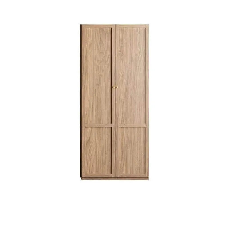 Paneled Wood Wardrobe Wall Armoire With Fluted Glass Storage