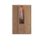 Paneled Wood Wardrobe Wall Armoire With Fluted Glass Storage