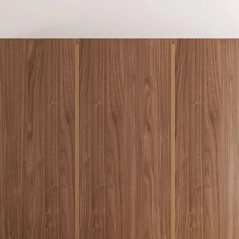 Paneled Wood Wardrobe Wall Armoire With Fluted Glass Storage