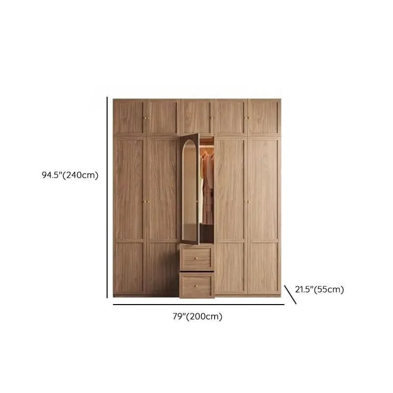 Paneled Wood Wardrobe Wall Armoire With Fluted Glass Storage Dimensions