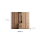 Paneled Wood Wardrobe Wall Armoire With Fluted Glass Storage Dimensions